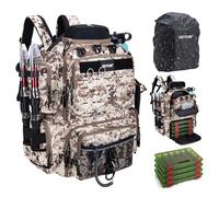 Goture 45 L Borsa da pesca posteriore morbida e resistente all'acqua, tessuto Oxford 900D zaino da pesca, viene fornito con due portacanne e una custodia antipioggia con quattro scatole per esche