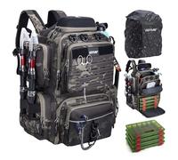 Goture 45 L Borsa da pesca posteriore morbida e resistente all'acqua, tessuto Oxford 900D zaino da pesca, viene fornito con due portacanne e una custodia antipioggia con quattro scatole per esche