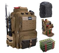 Goture 45 L Borsa da pesca posteriore morbida e resistente all'acqua, viene fornita con due portacanne e una custodia antipioggia con quattro scatole per esche e 8 tasche per esche da pesca da uomo