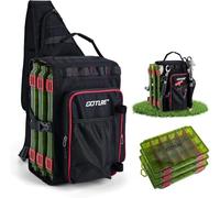 Goture Borsa da pesca con 3 esche da pesca e attrezzatura da pesca, borsa da pesca con una cinghia, Oxford 900D, tasche multiple, impermeabile, tasca sul petto crossbody, per escursioni, campeggio