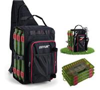 Goture Borsa da pesca con 3 esche da pesca e attrezzatura da pesca, borsa da pesca con una cinghia, Oxford 900D, tasche multiple, impermeabile, tasca sul petto crossbody, per escursioni, campeggio