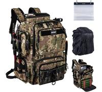 Goture Zaino da pesca, 45 litri, con due supporti per canna da pesca e parapioggia, tessuto Oxford 600D, impermeabile, con scomparto regolabile, Stile C: Motif Camouflage, Zaino