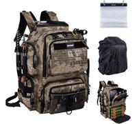 Goture Zaino da pesca, 45 litri, con due supporti per canna da pesca e parapioggia, tessuto Oxford 600D, impermeabile, con scomparto regolabile, Stile G : Motif Camouflage, Zaino