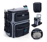 Goture Zaino da pesca a doppio piano, impermeabile 77 l, con esclusivo concetto professionale, strato isolante e protezione dalla pioggia, rivestimento Oxford Eva, con 3 supporti per canne, spazio per