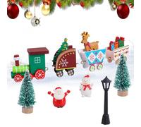 gotyou 6 Pezzi Accessori per Porte degli Gnomi Set di Natale,Porta Elfo Natale,Mini Trenino di Natale e Mini Albero di Natale, Lampada da Strada e Pupazzo di Neve, Diy Casetta Elfo Di Natale Decorazio