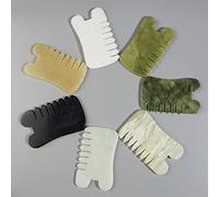 Gouache Pietra Naturale Gua Sha Massaggio Pettine Testa Corpo Meridiano Raschiando Riflessologia Circolazione Sanguigna Strumenti di Terapia di Giada 1 Pz (Color : Beige)