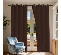 GOUBO Tende Camera da Letto Oscuranti 1 Pezzi 164 x 189 cm con Occhielli/Poliestere Moderne Eleganti Tende Termiche Camera da Letto per Cameretta Bambini Finestre, marrone