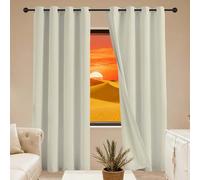 GOUBO Tende per Interni Tende Bianche Soggiorno 150 x 410 cm Poliestere Resistente, Termica Isolante Tenda Salotto Moderne con Anelli per Camera da Letto e Soggiorno, Beige