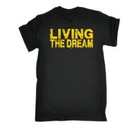 GOUDIDAO Funny T-Shirt Living The Dream Graphic Top Printed Tee Mens Shirt Black XL