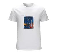 GOUDIDAO Men's Blue Guitars Chris Rea Pop Men Crew Neck Casual T-Shirts White XL