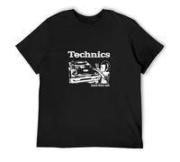 GOUDIDAO Men's Technics T-Shirt Turntables Kid Teach Them Well Vinyl Dj Black S