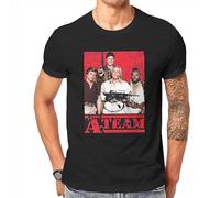 GOUDIDAO Men's The A-Team 80'S TV Program Show Vintage Cotton Tees Crewneck Short Sleeve Plus Size Clothes T-Shirts Black M