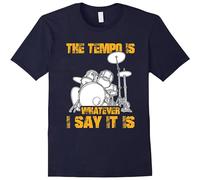 GOUDIDAO Men's The Tempo Is Whatever I Say It Is Funny Drummer Gift T Shirt Navy XXL