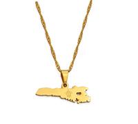 Gouekst Collana con Ciondolo Mappa dell'Isola Italiana di Lampedusa - Gioielli Unisex, Acciaio Inossidabile, Catena Regolabile, 45 cm, Classica