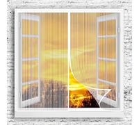 GOUER Tenda Zanzariera Magnetica 100x120cm Porte Chiusura Automatica Zanzariera a Strisce Easy to Install Senza Fori per Porte e Finestre, Bianco