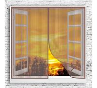 GOUER Zanzariera Magnetica Rete 95x135cm Porte Chiusura Automatica Magica Tenda a Rete Aria Fresca in & Keep Bugs out per Finestre di Diverse Dimensioni, Marrone