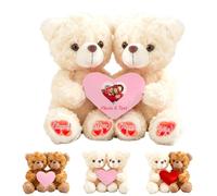 GOUFEISUN Orsacchiotto Abbracciato Personalizzato Con Cuore, Personalizzato Hugging Teddy Bear Con Testo E Foto 2 Pezzi Regalo Per La Festa Degli Innamorati Per Lui E Lei Per Compleanno O Data, 20cm