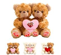 GOUFEISUN Orsacchiotto Abbracciato Personalizzato Con Cuore, Personalizzato Hugging Teddy Bear Con Testo E Foto 2 Pezzi Regalo Per La Festa Degli Innamorati Per Lui E Lei Per Compleanno O Data, 25cm