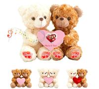 GOUFEISUN Orsacchiotto Abbracciato Personalizzato Con Cuore, Personalizzato Hugging Teddy Bear Con Testo E Foto 2 Pezzi Regalo Per La Festa Degli Innamorati Per Lui E Lei Per Compleanno O Data, 20cm