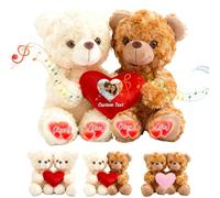 GOUFEISUN Orsacchiotto Personalizzato Che Si Abbracciano Con Cuore, Personalizzato Hugging Teddy Bear Con Testo E Foto 2 Pezzi, Regalo San Valentino Coppia Anche Di Matrimonio, 20cm