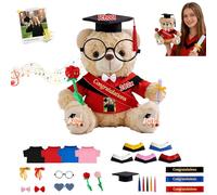 GOUFEISUN Personalizzato Orsacchiotto Di Laurea Su Misura Con Immagine E Parola Per La Laurea E Natale, Graduation Teddy Bear Peluche Personale Per Tutti I Laureati Dall Asilo All Università