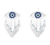 Goufride 2X Acchiappasogni del Malocchio per Camera da Letto Macrame Intrecciato Un Mano da Appendere alla Parete Decorazioni per la Casa Fortuna Regalo di Benedizione,1