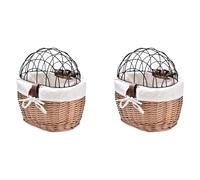 Goufride 2X Cat Dog Bicicletta Anteriore Manubrio Cestino Animali Domestici Tessuto Un Mano Vimini Cestino Bici da Strada Pet Cat