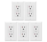 Goufride Confezione da 5 prese GFCI da 15 Amp, non manomissioni, prese decorative GFI con indicatore LED, interruttore di circuito di guasto a terra