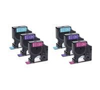 Goufride Confezione da 6 Nastri per Etichette Stampa Bianca Su Glitter Blu/Rosa/Viola 12 mm per Etichettatrice, Label Manager 160 280
