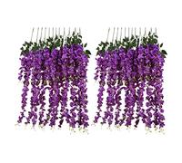 Goufride Seta Artificiale Wisteria Vite Ratta Seta Appesa Decorazione di Cerimonia Nuziale, 12 Pezzi, (Viola)