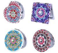 Goufride Specchio In Vetro A Specchio con Pittura A Diamante Portatile Ingrandente Pieghevole per Donne e Ragazze
