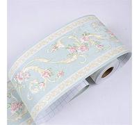 GouieRylin Carta da parati autoadesiva per bordo del bagno, impermeabile, bordi per pareti della cucina, in PVC, rimovibile, bordo delle piastrelle fiore verde 10.6cm X 500CM