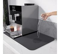 Goujfol Tappetino Scolapiatti, Macchina Caffè Tappetino 40 X 30cm Super Assorbente Scolapiatti da Lavello, Antiscivolo Tappetini Accessori Cucina Tappeto Lavandino Posate Drenante(Grigio)