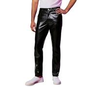GOUJIAN 2026 Pantaloni Glitterati da Uomo Anni '80 Lunghi retrò Lucidi Party Club Party Dance Hippy Punk Clubwear Sexy for Matrimoni Disco School Prom DJ Pantaloni della Tuta(Noir,L)