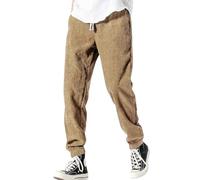 GOUJIAN Pantaloni Cargo da Uomo Chino Sportivi Velluto Largo Pantaloni Cargo Sportivi Eleganti di Grandi Dimensioni Pantaloni da Jogging Fluidi da Uomo in Cotone Pantaloni della Tuta(Khaki,S)
