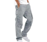 GOUJIAN Pantaloni Cargo da Uomo Elasticizzati Lunghi Costume da Campo nella Giungla Spiaggia vestibilità Regolare Trekking Sportivi Jogger Lunghi Dritti Pantaloni della Tuta(Light Gray,XXL)