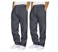 GOUJIAN Pantaloni da Jogging da Uomo, 2 Pezzi, Pantaloni Larghi della Tuta, Pantaloni Lunghi da Jogging, Pantaloni Larghi in Cotone con Elastico in Vita Pantaloni della Tuta(2pcs Dark Gray,L)