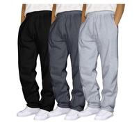 GOUJIAN Pantaloni da Jogging da Uomo, 3 Pezzi, Larghi, in Cotone, con Elastico in Vita, Pantaloni Sportivi A Gamba Larga, Pantaloni Lunghi da Tuta da Uomo con Tasche Pantaloni della Tuta(L)