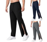 GOUJIAN Pantaloni da Jogging da Uomo in Cotone con Cerniera A Lunghezza Intera for Il Tempo Libero Larghi for La Riabilitazione da Allenamento Pantaloni della Tuta(Black B,M)