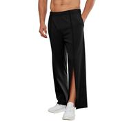 GOUJIAN Pantaloni da Jogging da Uomo in Cotone con Cerniera A Lunghezza Intera for Il Tempo Libero Larghi for La Riabilitazione da Allenamento Pantaloni della Tuta(Black A,S)