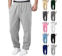 GOUJIAN Pantaloni da Jogging Pantaloni da Tuta Larghi da Uomo in Cotone Vita Elastica Sportivi A Gamba Larga da Tuta Lungh della Tuta da Uomo Caldi con Tasche E Coulisse Pantaloni della Tuta(Grey,XL)