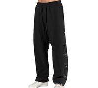 GOUJIAN Pantaloni da Riabilitazione da Uomo, Apertura Laterale, Jogging, Foderati Caldi, A Fissaggio Rapido, Bottoni A Pressione, Sportivi, for Il Tempo Libero Pantaloni della Tuta(Noir,L)