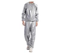 GOUJIAN Tuta da Sauna in PVC, Resistente, for Uomini E Donne, for Dimagrire, Dimagrire, Palestra, Fitness, Allenamento, Antistrappo(Silver,XL)