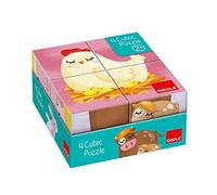 Goula 4 Puzzle cubici-5 Illustrazioni sul Tema degli Animali per Bambini a Partire dai 2 Anni, Multicolore, 53467
