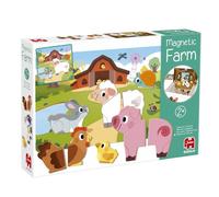 Goula - Fattoria magnetica - Giocattoli per bambini - Sviluppo della prima infanzia - Gioco educativo - Animali da fattoria - 12 animali magnetici in legno in 1, 2 o 3 parti - 10 carte modello - Dai 2