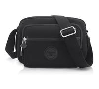 GOUNNU Borsa a Tracolla Donna Media Leggera Multifunzione Borse Nylon Impermeabile Multi Tasca Borsetta Tracolla Casual con Tracolla Larga Regolabile Tracolla Donna Sportiva (Nero)