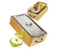 GOURDBRO Compostiera da Cucina con Coperchio, Contenitore Umido in Acciaio Inossidabile, Pattumiera Cucina, Cestino Spazzatura Cucina per Conservare i Rifiuti Organici Quotidiani, 5.6 L