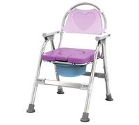 GOURIXIN Sedia Comoda per Anziani, WC Portatile Pieghevole Sgabello Doccia, Regolabile in Altezza con Sedile Imbottito per Anziani, Disabili, Donne Incinte Purple