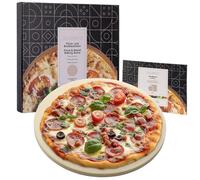 GOURMEO Pietra Refrattaria per Pizza - Ø 35 cm - Piastra da Forno in Cordierite - Piano Refrattario da Barbecue - Versatile per Forno Elettrico e a Gas