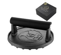 Gourmet Easy Pressa per Hamburger in ghisa Antiaderente | Robusta pressa per Hamburger 15 cm | Pressa per Hamburger con Manico Resistente al Calore | Pressa per Burger | Pressa per Hamburger